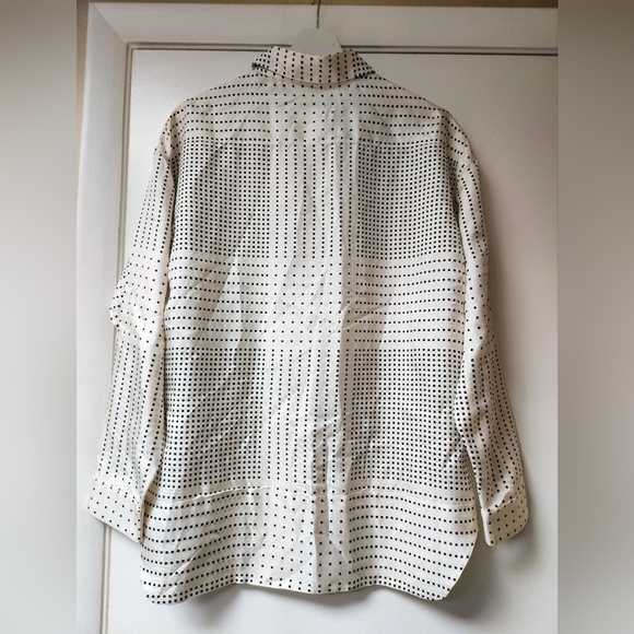 YVES SAINT LAURENT VINTAGE BLACK AND WHITE CUBES ASYMMETRICAL CUT SHIRT SIZE 12 - Picture 11 of 14